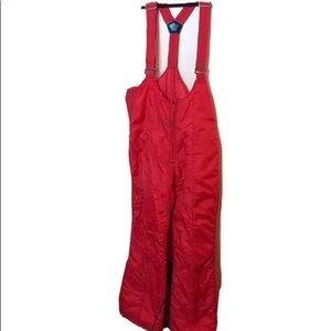 JC Killy Red Bib Overalls Suspender Snow Pants Suit Men 34 Vintage Retro FLAWS